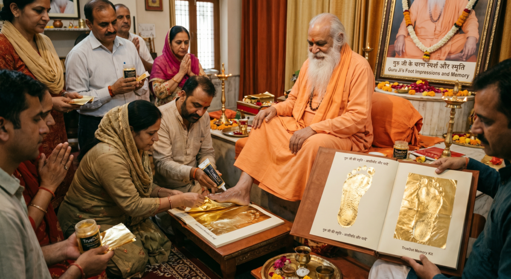 Guru Ji foot impressions gold foil with True Dot Memory Adhesive Kit