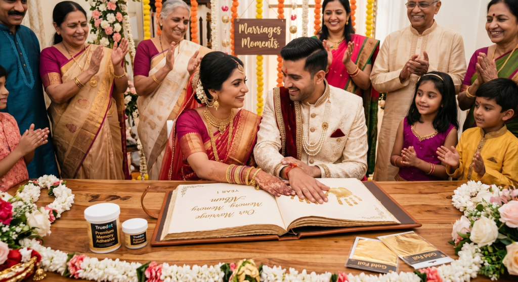 Marriage couple handprints created with True Dot Memory Adhesive Kit