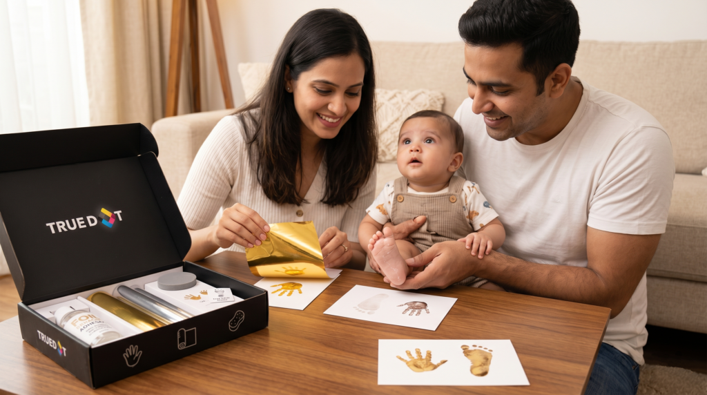 Baby footprint impression using True Dot Memory Adhesive Kit
