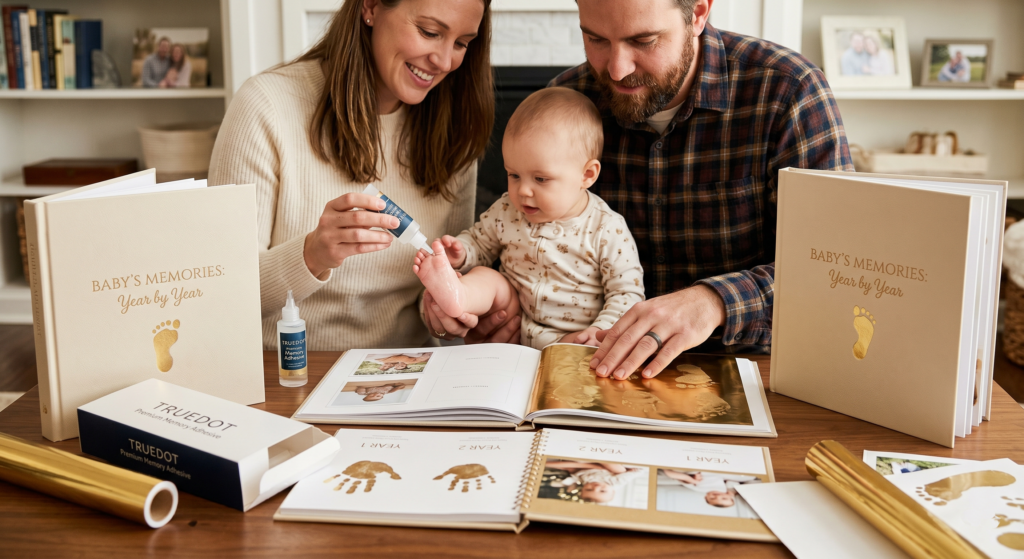 Baby footprint impression using True Dot Memory Adhesive Kit